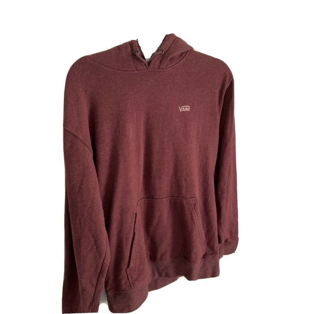 Mens Medium Maroon Red Burgundy Vans Hoodie Off